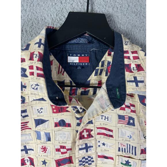 Tommy Hilfiger‎ Men’s Vintage Nautical Flag Button Shirt Size M Sailing Prep - Picture 10 of 10